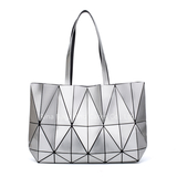Geometric Shoulder Tote Bag with Lotus Pattern