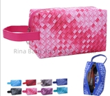 Fashion Gradient Ramp Colorful Woven PU Portable Travel Cosmetic Bag