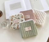 Soft Quilted Cotton Cosmetic Pouch For Sanitary Pad