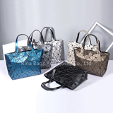 Tote Bag Geometric Plaid Women Handbag for Shopping