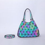 Geometric Luminous Handbag Fashion Shoulder Folding Ladies Bucket Bag
