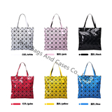 Female Folded Ladies Geometric Plaid Bag Big Capacity Messenger Tote Bag