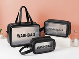 3pcs Travel Semi-transparent Waterproof Beach Zipper Cosmetic Bag Set