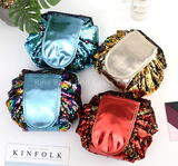 Large Drawstring Sequins Foldable Cosmetics Makeup Bag for Travel