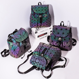 Fashion Luminous Women Geometric Pattern Leather Backpack Bag