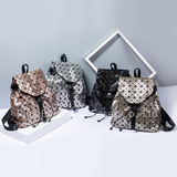 Travel PU Geometric Leather Backpack For Women Fashion