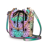 Fashion Geometric Reflective Luminous Bucket Crossbody Bag
