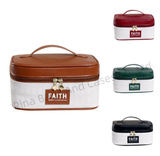 Travel Waterproof PU Leather Toiletry Bag With Handle