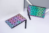 Geometric PU Leather Luminous Cosmetic Bag