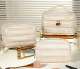 New Quilted Design Nylon Puffy Padded Cosmetic Bag Set