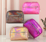 Holographic Color Travel Waterproof Portable PU Leather Cosmetic Pouch
