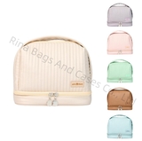 Dry Wet Depart PU Toiletry Pouch With Brush Holder Double Layer Cosmetic Bag