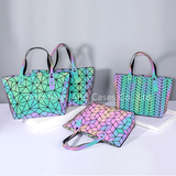 Geometric Luminous PU Leather Handbag for Ladies