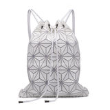 Geometric Plaid Sequin Drawstring Backpack For Teenage Girls